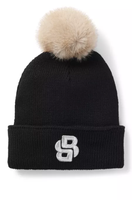 Gorro de punto para niños con efecto brillante y monograma Double B