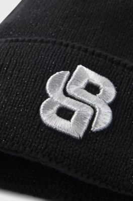 Kids' sparkle-effect beanie hat with Double B monogram, Black
