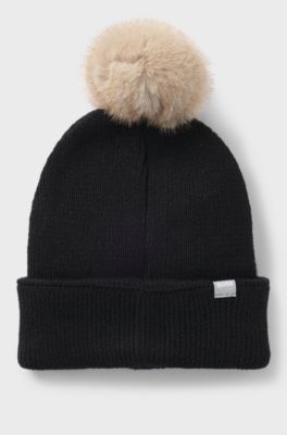 Kids' sparkle-effect beanie hat with Double B monogram, Black