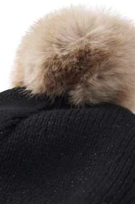 Berretto per bambini effetto luccicante con monogramma Double B, Nero