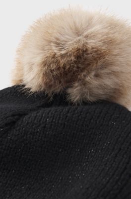 Bonnet &agrave; effet brillant avec monogramme Double&nbsp;B pour enfant, Noir