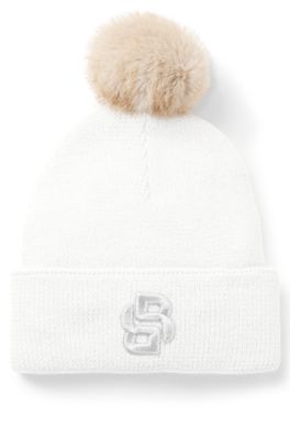 Kids' sparkle-effect beanie hat with Double B monogram, White
