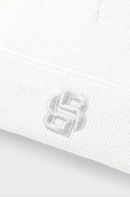 Kids' sparkle-effect beanie hat with Double B monogram, White