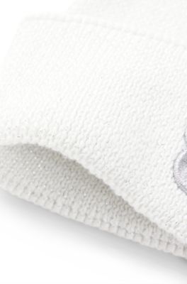 Kids' sparkle-effect beanie hat with Double B monogram, White