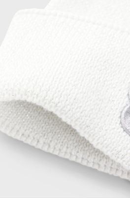 Kids' sparkle-effect beanie hat with Double B monogram, White