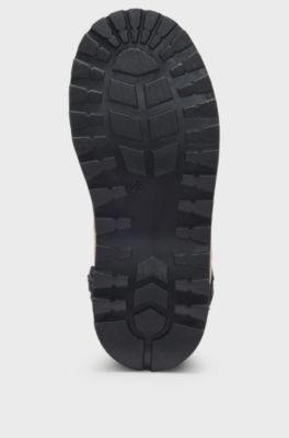 Kinderlaarzen van leer met kraag van imitatieshearling, Bruin