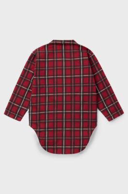 Vestido camisero para ni&ntilde;os en algod&oacute;n a cuadros con logo estampado, Rojo oscuro