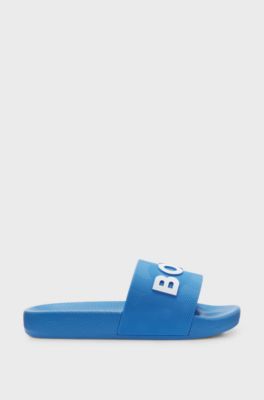 Kids' slides with logo uppers, Blue