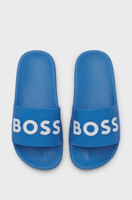 Kids' slides with logo uppers, Blue