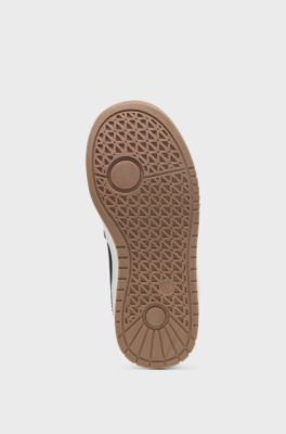 Kids' trainers in leather and fabric, Black