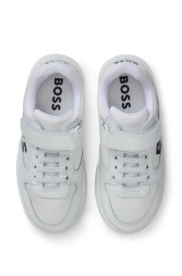 Kids' trainers in leather and fabric, White