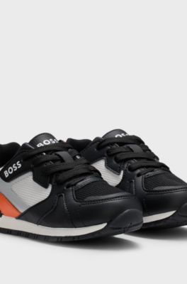 Kids' trainers in faux leather and mesh, Patterned
