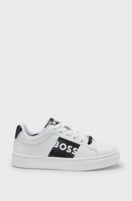 Sneakers per bambini in pelle con dettagli a contrasto, Bianco