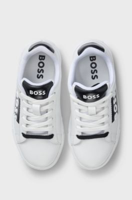 Kids' trainers in leather with contrast details, White