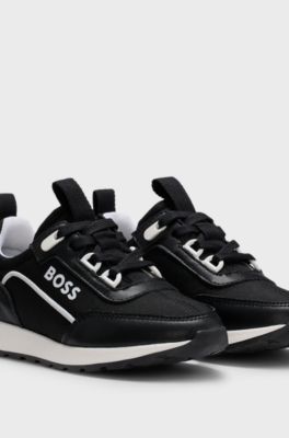 Kids' trainers in canvas and leather, Black