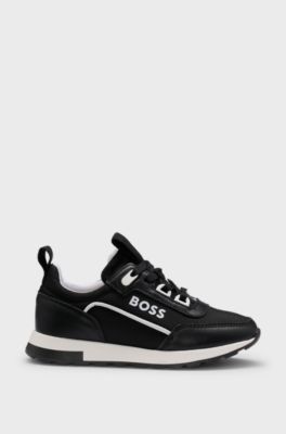 Kids' trainers in canvas and leather, Black