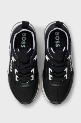 Kids' trainers in canvas and leather, Black