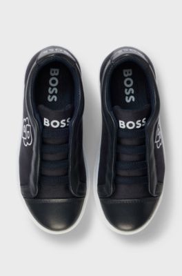 Baskets avec monogramme Double&nbsp;B brod&eacute; pour enfant, Bleu fonc&eacute;