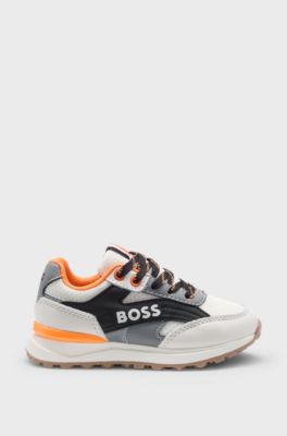 Kids' trainers with real and faux leather, Patterned