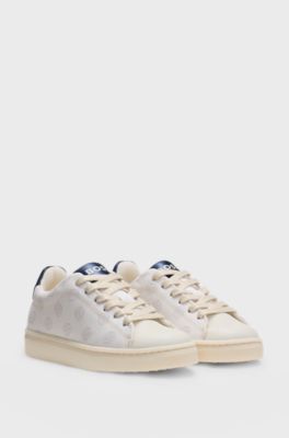 Kids' monogram trainers with faux leather, Light Beige