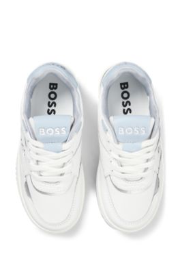 Kids' trainers in leather and canvas, White