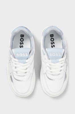 Baskets en cuir et toile pour enfant, Blanc