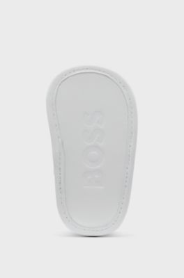 Baby sandals in leather with logo print, White