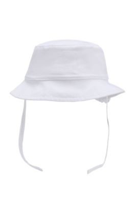Baby bucket hat in cotton with Double B monogram, White
