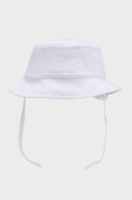 Baby bucket hat in cotton with Double B monogram, White