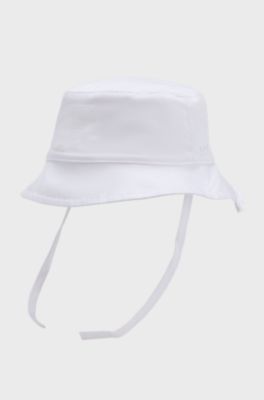 Baby bucket hat in cotton with Double B monogram, White
