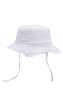 Baby bucket hat in cotton with Double B monogram, White