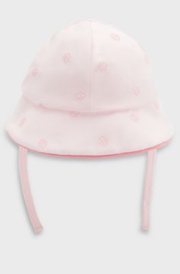 더블 B 모노그램 베이비 코튼 모자, 라이트 핑크