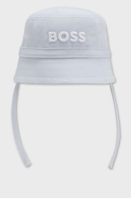 Baby bucket hat in cotton with embroidered logo, Light Blue