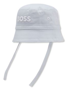 Baby bucket hat in cotton with embroidered logo, Light Blue