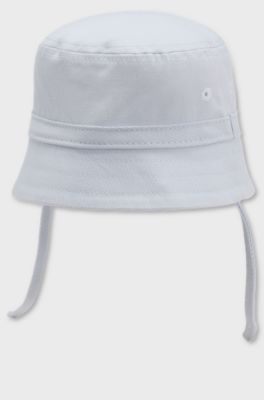 Baby bucket hat in cotton with embroidered logo, Light Blue
