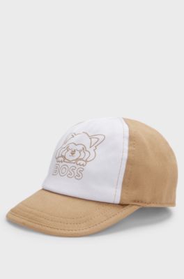 Baby cap with red-panda logo embroidery, Brown