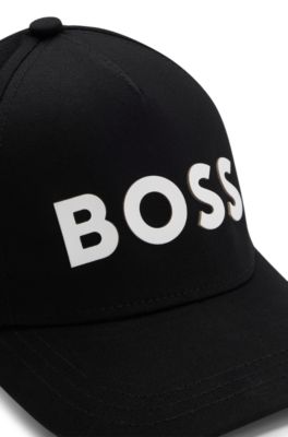 Kids' cap in cotton twill with rubber-print logo, Black
