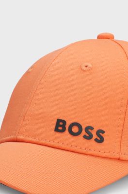 Kids' cap with contrast logo print, Orange
