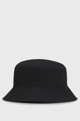 Kids' bucket hat in cotton with rubber logo badge, Black