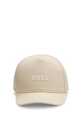 Barnkeps i bomullstwill med tryckt kontrastlogga, Beige