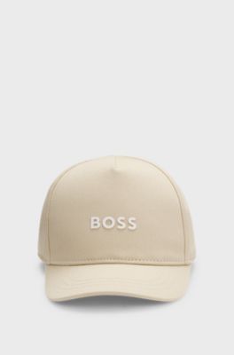 Kids' cap in cotton twill with contrast logo print, Beige