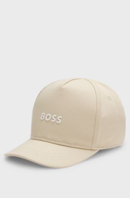 Kids' cap in cotton twill with contrast logo print, Beige