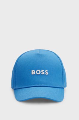 Kids' cap in cotton twill with contrast logo print, Blue