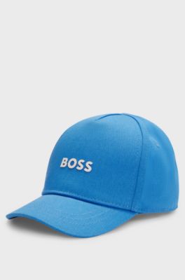 Kids' cap in cotton twill with contrast logo print, Blue