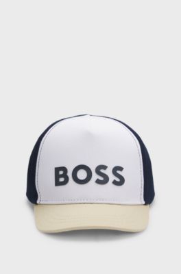 Kids' cap with colour-blocking and logo print, White