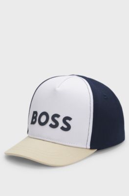 Kids' cap with colour-blocking and logo print, White
