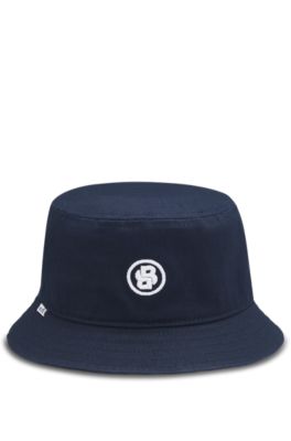 Kids' bucket hat in cotton with Double B monogram, Dark Blue