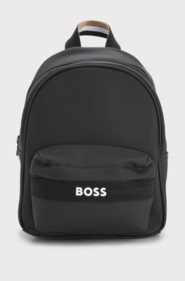 Kids' backpack with silicone logo, Black