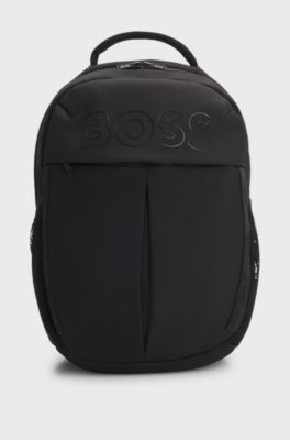 Kids' ripstop backpack with silicone logo, Black