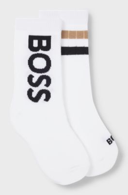 Kids' two-pack of socks with logo details, White
